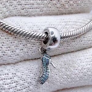 Pandora Disney Cinderella Sparkling Slipper Dangle Charm S925 Silver Bracelet